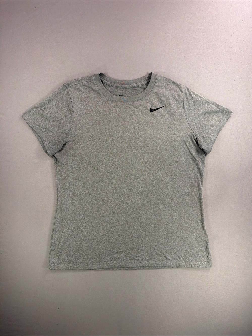 Nike Heather Gray Short Sleeve Performance Tee with Black Swoosh